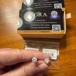 GRA Moissanite Stud Earrings 0.80 Carat